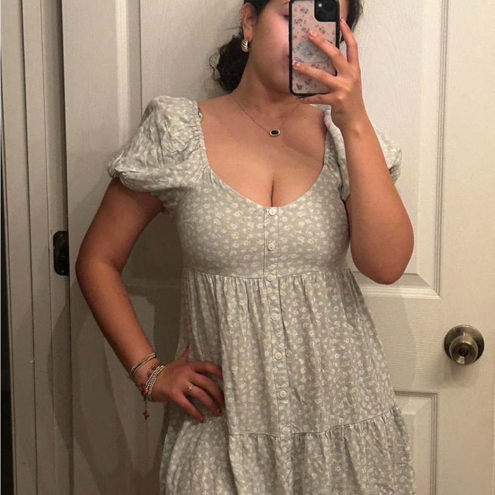 Wild Fable Light Gray Floral Mini Dress